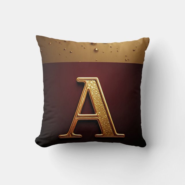 Guld Bokstav A Monogram Med Droppande Metall Kudde (Framsida)