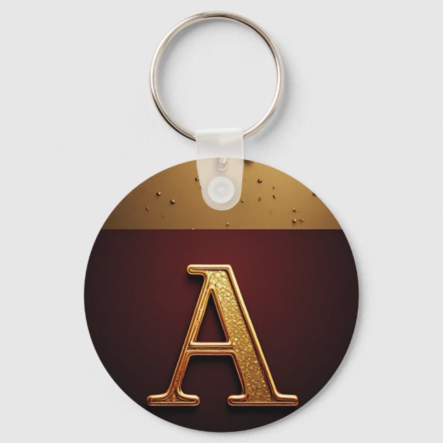 Guld Bokstav A Monogram Med Droppande Metall Nyckelring (Framsida)