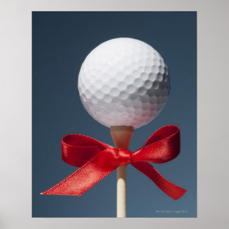 Guld boll till T med röd båge Poster