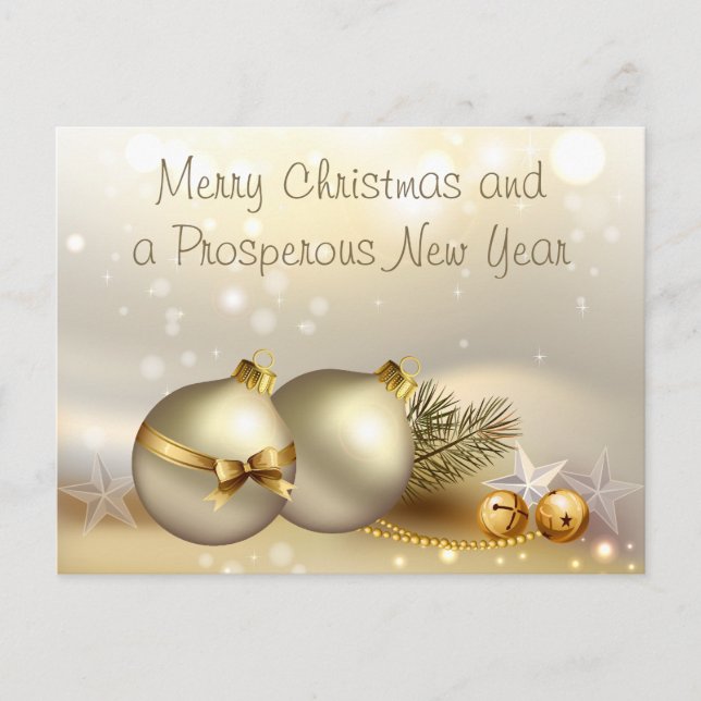 Guld Bollar, Klockor och stjärnor Helg Vykort (Framsida)