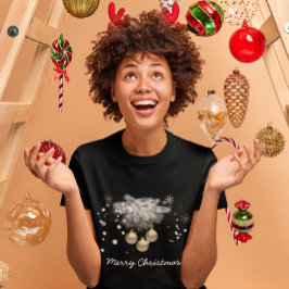 Guld Bollar Silver Gräs Snöflingor Vitjul T Shirt
