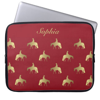 Guld-/Bordeaux nöjehästar Laptop Fodral