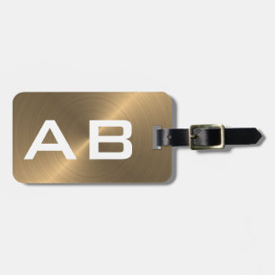 Guld- borstad metallisk Monograminitialer Bagagebricka