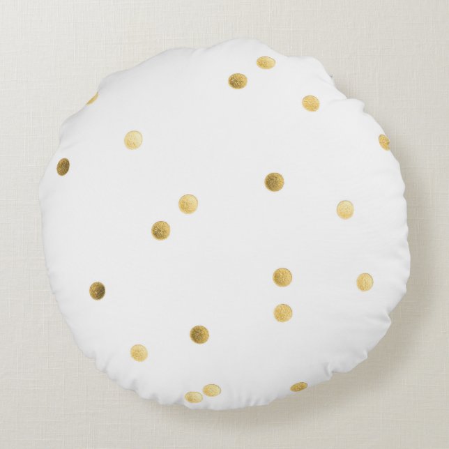 Guld borstad polyesterrundadekorativ kudde (16") (Baksidan)