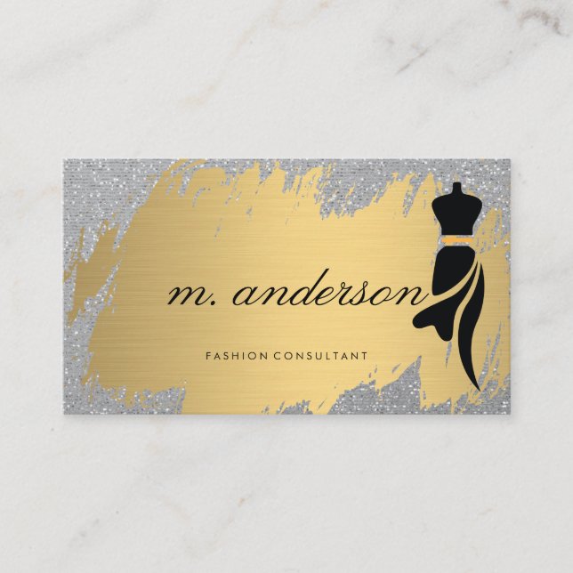 Guld Borstat | Glittrande Glitter | Mode Visitkort (Framsida)