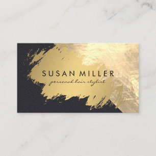 Guld borstat läder Golden Metallic Visitkort