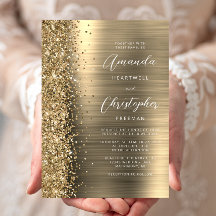 Guld Borstat Metall Glitter Bröllopsskrift