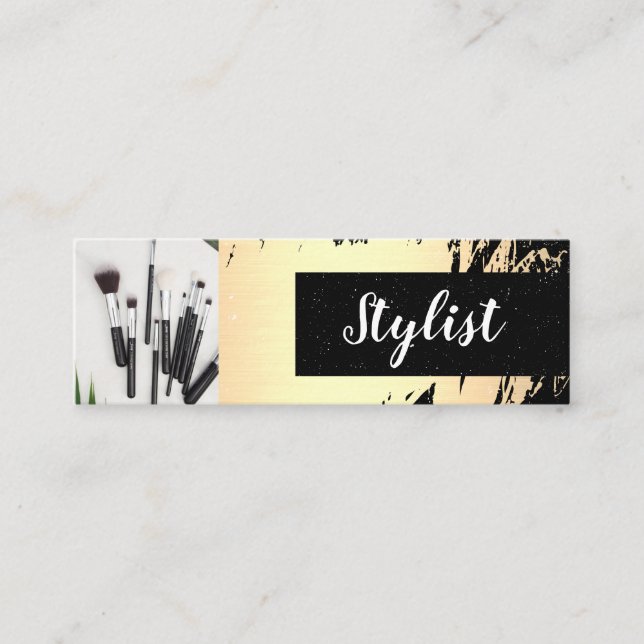 Guld borstat/Stylist Mini Visitkort (Framsida)