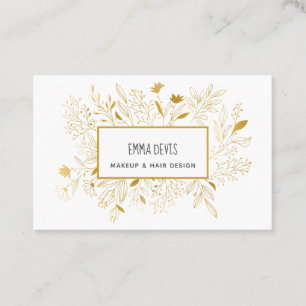 Guld Botanic Beauty Salon Hair Dresser Möte Visitkort