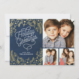 Guld Botanicals Holiday Greetings 3 Foto Julkort