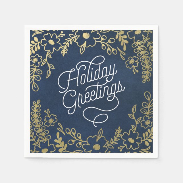 Guld Botanicals Holiday Greetings Pappersservett (Framsidan)