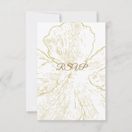 Guld Botanisk Blomma RSVP OSA Kort