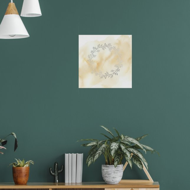 Guld Botanisk Kransaffisch Poster (Vardagsrum 1)