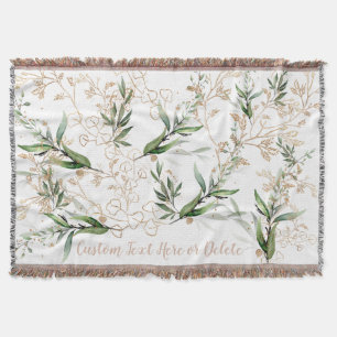 Guld botaniska Abstrakten Eucalyptus Modern Greene Filt