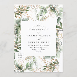 Guld botaniska Eucalyptus Elegant Greenery Fall Inbjudningar