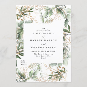 Guld botaniska Eucalyptus Elegant Greenery Fall Inbjudningar