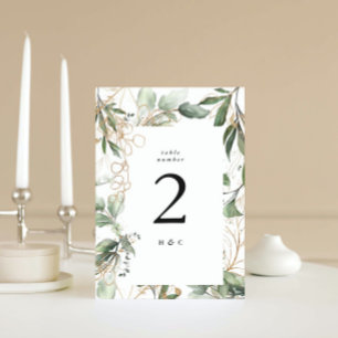 Guld botaniska Eucalyptus Elegant Greenery Moss Bordsnummer