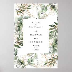Guld botaniska Eucalyptus Elegant Greenery Moss Poster