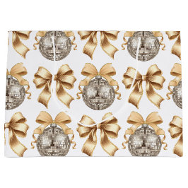Guld Bow and Disco Boll Large Gift Bag - Glam Up