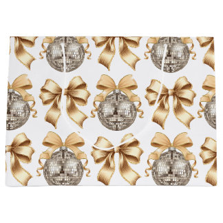 Guld Bow and Disco Boll Large Gift Bag - Glam Up