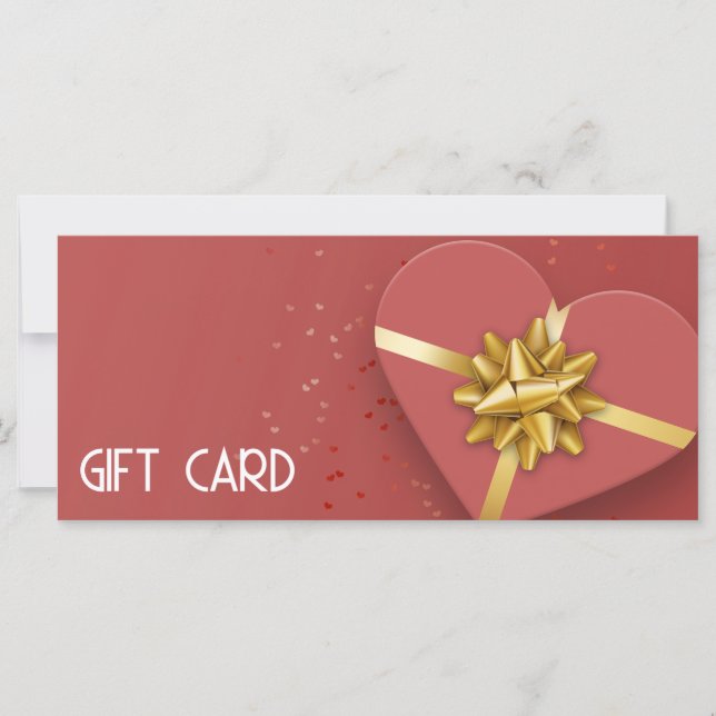 Guld Bow Loely Red Heart Gift Box-kort (Framsida)