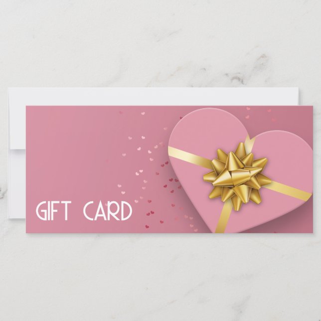 Guld Bow Loely Rosa Heart Gift Box Gift Card (Framsida)