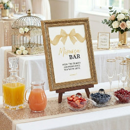 Guld Bow Mimosa Bar Bröllopsduschskylt Poster