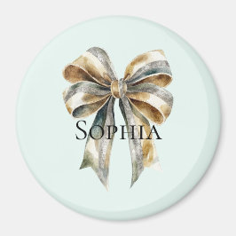 Guld Bow-Personligen vid Jul Rustic Grönt Magnet