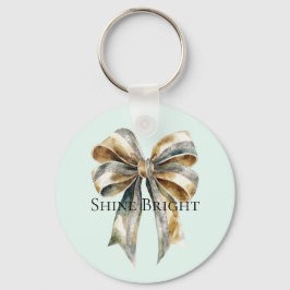 Guld Bow-Personligen vid Jul Rustic Grönt Nyckelring