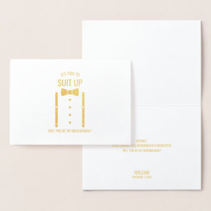 Guld Bow Tie Personlig Groomsman Frieri Folierat Kort