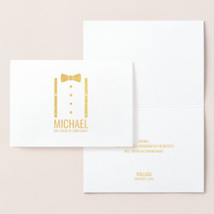 Guld Bow Tie Personlig Groomsman Frieri Folierat Kort