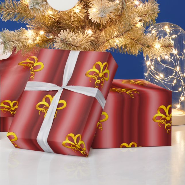 Guld Bows på rödjul Presentpapper (Skapare uppladdad)