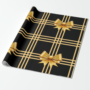Guld Bows på svart bakgrund Presentpapper