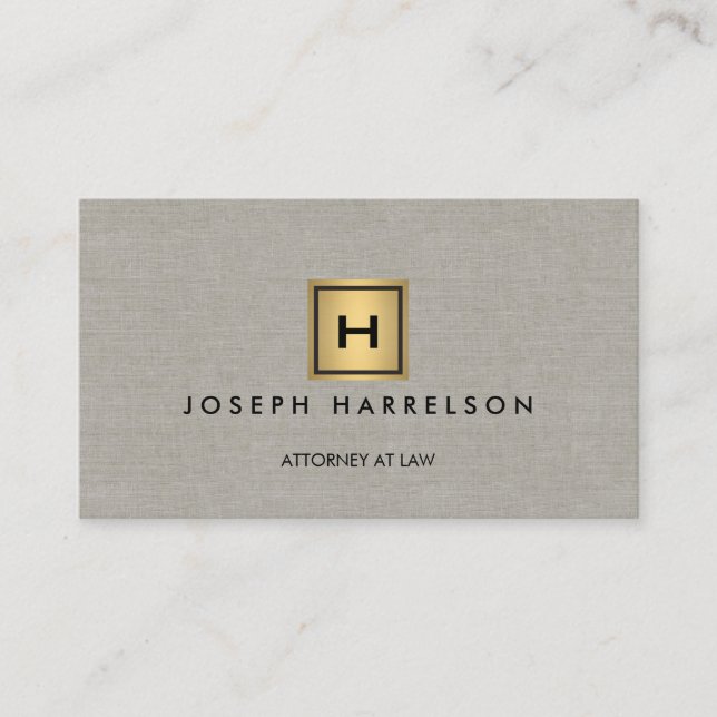 GULD BOX-LOGOTYP med DIN INITIAL/MONOGRAM Tan Line Visitkort (Framsida)
