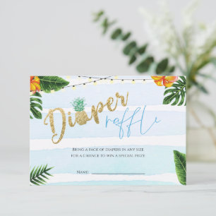 Guld Boy Aloha Baby Shower Diaper Raffle Card Inbjudningar