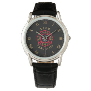 Guld- brandmanemblempersonlig armbandsur