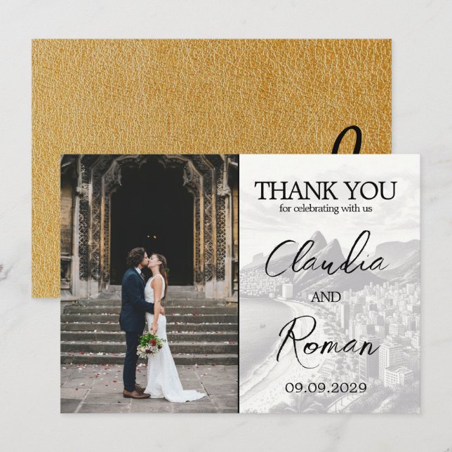 Guld Brasilien-pass Tack Kort (Fram/baksida)