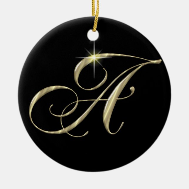 Guld Brev A Monogram Initial Ornament Fläkt Drag (Framsidan)