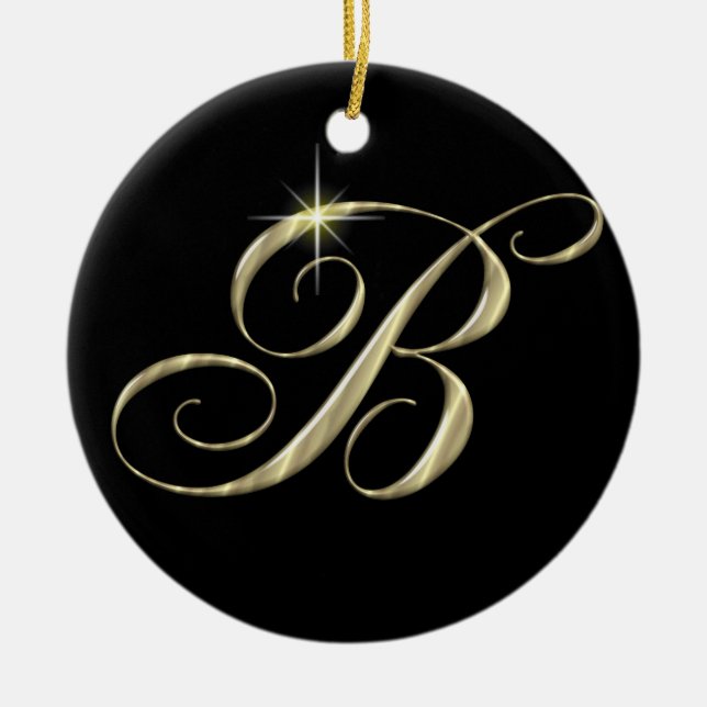 Guld Brev B Monogram Initialt Ornament Fläkt Drag  (Framsidan)