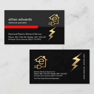 Guld Brev E Electrician Lightning Service Visitkort