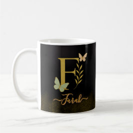 Guld Brev F Butterfly Mugg Design