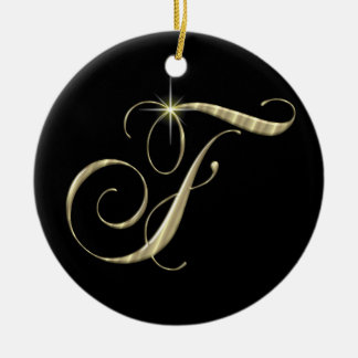 Guld Brev F Monogram Initial Ornament Fläkt Drag