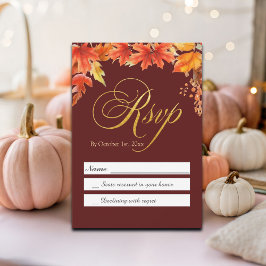 Guld Brev Fall Blommigt Maple Löv Bröllop OSA