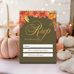 Guld Brev Fall Blommigt Maple Löv Bröllop OSA