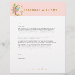 Guld brev G blommigt monogram Brevhuvud