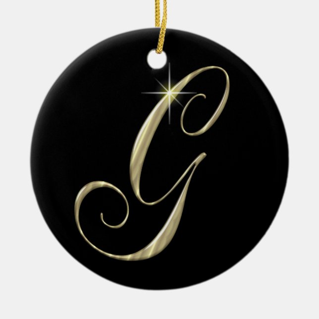 Guld Brev G Monogram Initial Ornament Fläkt Drag (Framsidan)