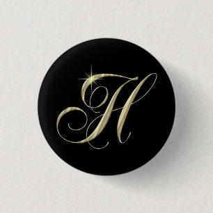 Guld Brev H Monogram - första gåva Knapp
