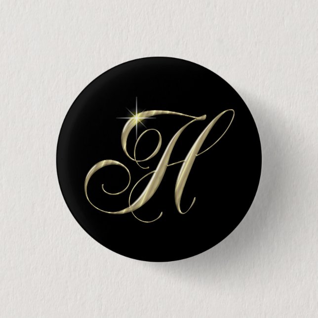 Guld Brev H Monogram - första gåva Knapp (Framsida)