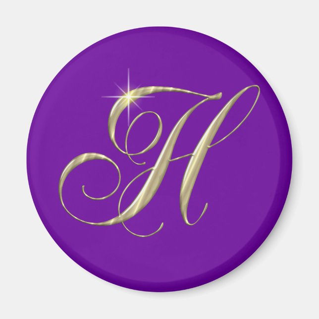 Guld Brev H Monogram - första gåva Magnet (Framsidan)