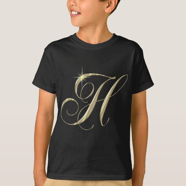 Guld Brev H Monogram - första gåva T-shirt (Framsida)